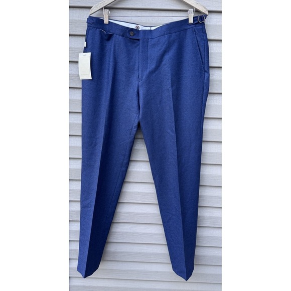 Suit Supply Brescia Blue 100% Wool Pleated Trouser Pants Men's 36x32
